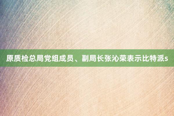 原质检总局党组成员、副局长张沁荣表示比特派s