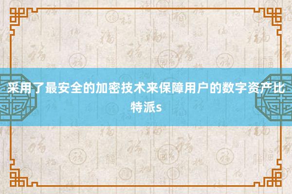 采用了最安全的加密技术来保障用户的数字资产比特派s