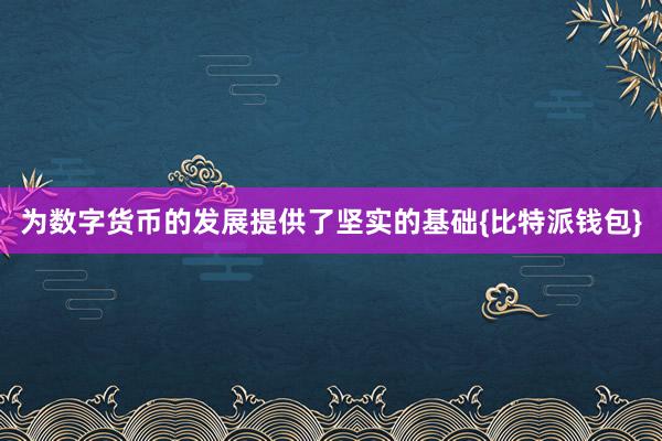 为数字货币的发展提供了坚实的基础{比特派钱包}