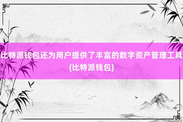 比特派钱包还为用户提供了丰富的数字资产管理工具{比特派钱包}